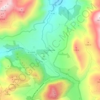 Mappa topografica Los Alazores, altitudine, rilievo