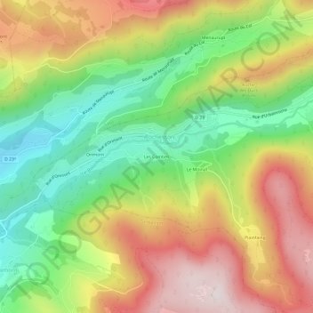 Mappa topografica Les Combes, altitudine, rilievo