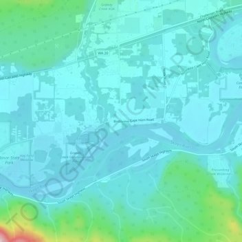 Mappa topografica Birdsview, altitudine, rilievo