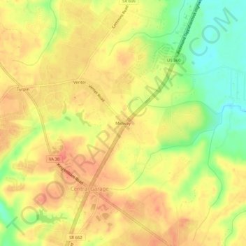 Mappa topografica Midway, altitudine, rilievo