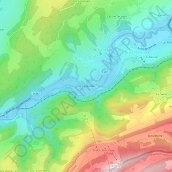Mappa topografica Les Combottes, altitudine, rilievo