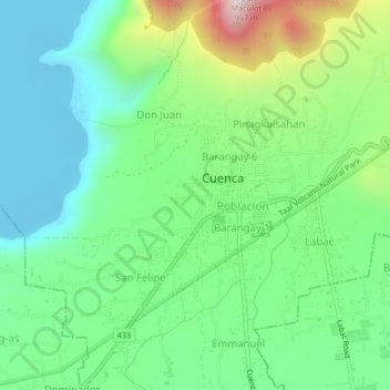 Mappa topografica Barangay 7, altitudine, rilievo