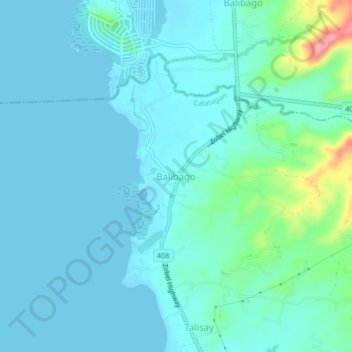 Mappa topografica Balibago, altitudine, rilievo