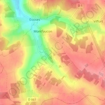 Mappa topografica Le Moncet, altitudine, rilievo