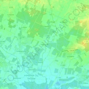Mappa topografica Chez Cornet, altitudine, rilievo
