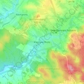 Mappa topografica Kleinpertholz, altitudine, rilievo