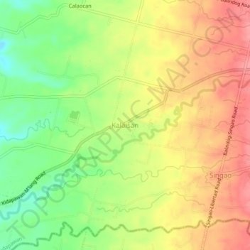 Mappa topografica Kalaisan, altitudine, rilievo