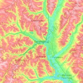 Mappa topografica Belgorod, altitudine, rilievo