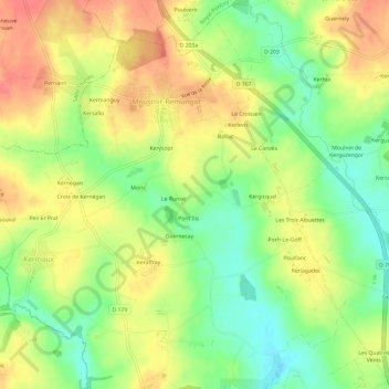 Mappa topografica Malabri, altitudine, rilievo