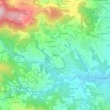 Mappa topografica Le Plat, altitudine, rilievo
