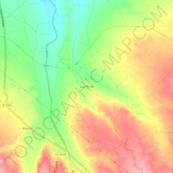 Mappa topografica Los Pinos, altitudine, rilievo