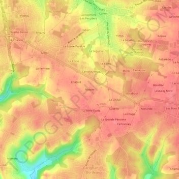 Mappa topografica Nicolas, altitudine, rilievo