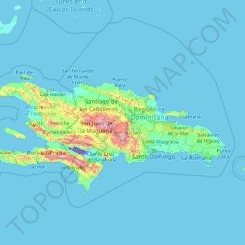 Mappa topografica La Vega, altitudine, rilievo