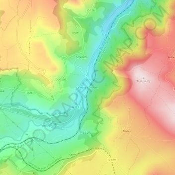 Mappa topografica Le Pont du Vernet, altitudine, rilievo
