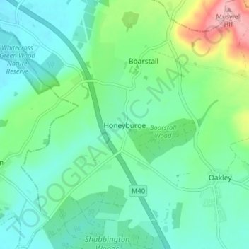Mappa topografica Honeyburge, altitudine, rilievo