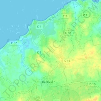 Mappa topografica Stréatveur, altitudine, rilievo