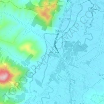 Mappa topografica Mejía, altitudine, rilievo