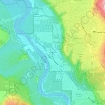 Mappa topografica Seven Mile, altitudine, rilievo