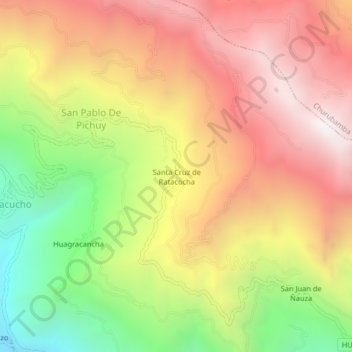 Mappa topografica Santa Cruz de Ratacocha, altitudine, rilievo