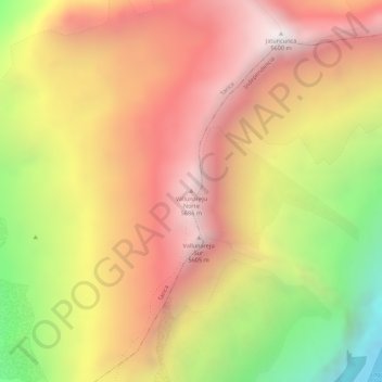 Mappa topografica Vallunareju Norte, altitudine, rilievo