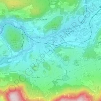 Mappa topografica Auer, altitudine, rilievo