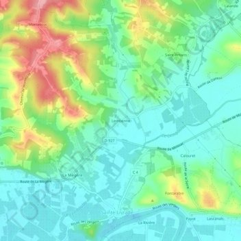 Mappa topografica Lembenne, altitudine, rilievo