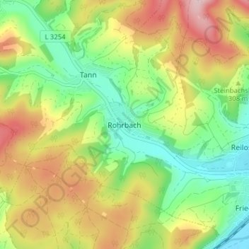Mappa topografica Rohrbach, altitudine, rilievo