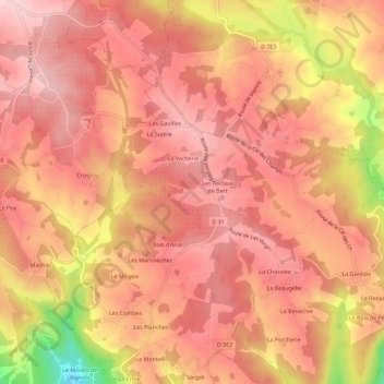 Mappa topografica Le Bert, altitudine, rilievo