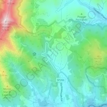 Mappa topografica Namia, altitudine, rilievo