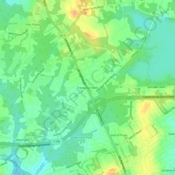 Mappa topografica Freewood Acres, altitudine, rilievo