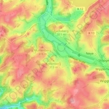 Mappa topografica Hämmern, altitudine, rilievo