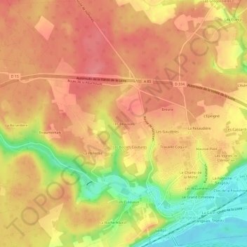 Mappa topografica Les Beauvais, altitudine, rilievo