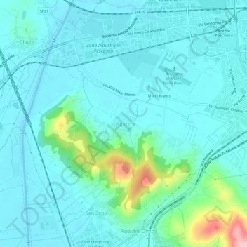 Mappa topografica Agazzi, altitudine, rilievo
