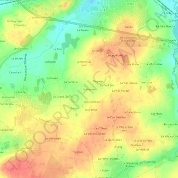 Mappa topografica La Fresnay, altitudine, rilievo