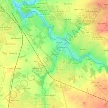 Mappa topografica Le Bordage, altitudine, rilievo