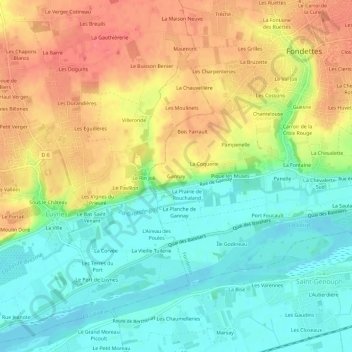 Mappa topografica Gannay, altitudine, rilievo