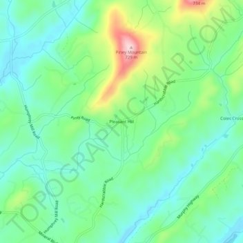 Mappa topografica Pleasant Hill, altitudine, rilievo
