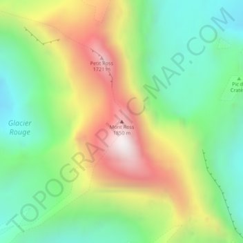 Mappa topografica Mont Ross, altitudine, rilievo