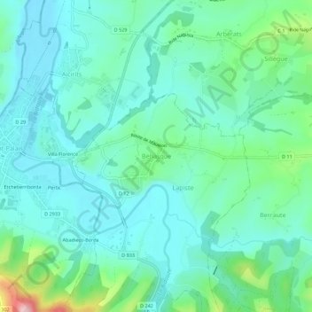 Mappa topografica Béhasque, altitudine, rilievo