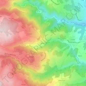 Mappa topografica Jambin, altitudine, rilievo