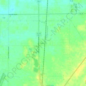 Mappa topografica Royerton, altitudine, rilievo