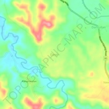 Mappa topografica Dangi, altitudine, rilievo