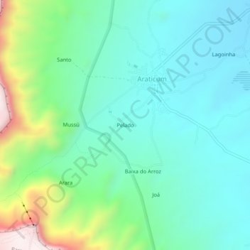 Mappa topografica Pelado, altitudine, rilievo