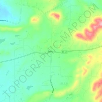 Mappa topografica Burson, altitudine, rilievo