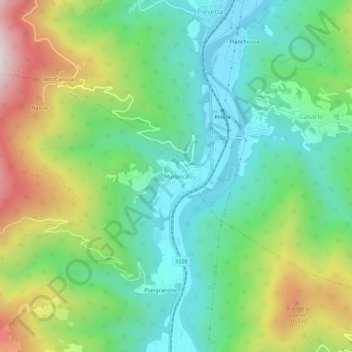 Mappa topografica Mursecco, altitudine, rilievo