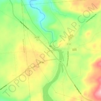 Mappa topografica Colton, altitudine, rilievo