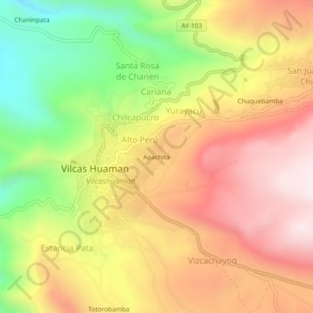 Mappa topografica Apachita, altitudine, rilievo