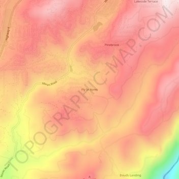 Mappa topografica Fly-In Acres, altitudine, rilievo