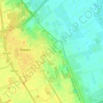 Mappa topografica Bonnen, altitudine, rilievo