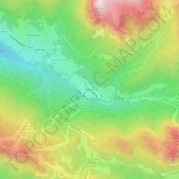 Mappa topografica Pescul, altitudine, rilievo